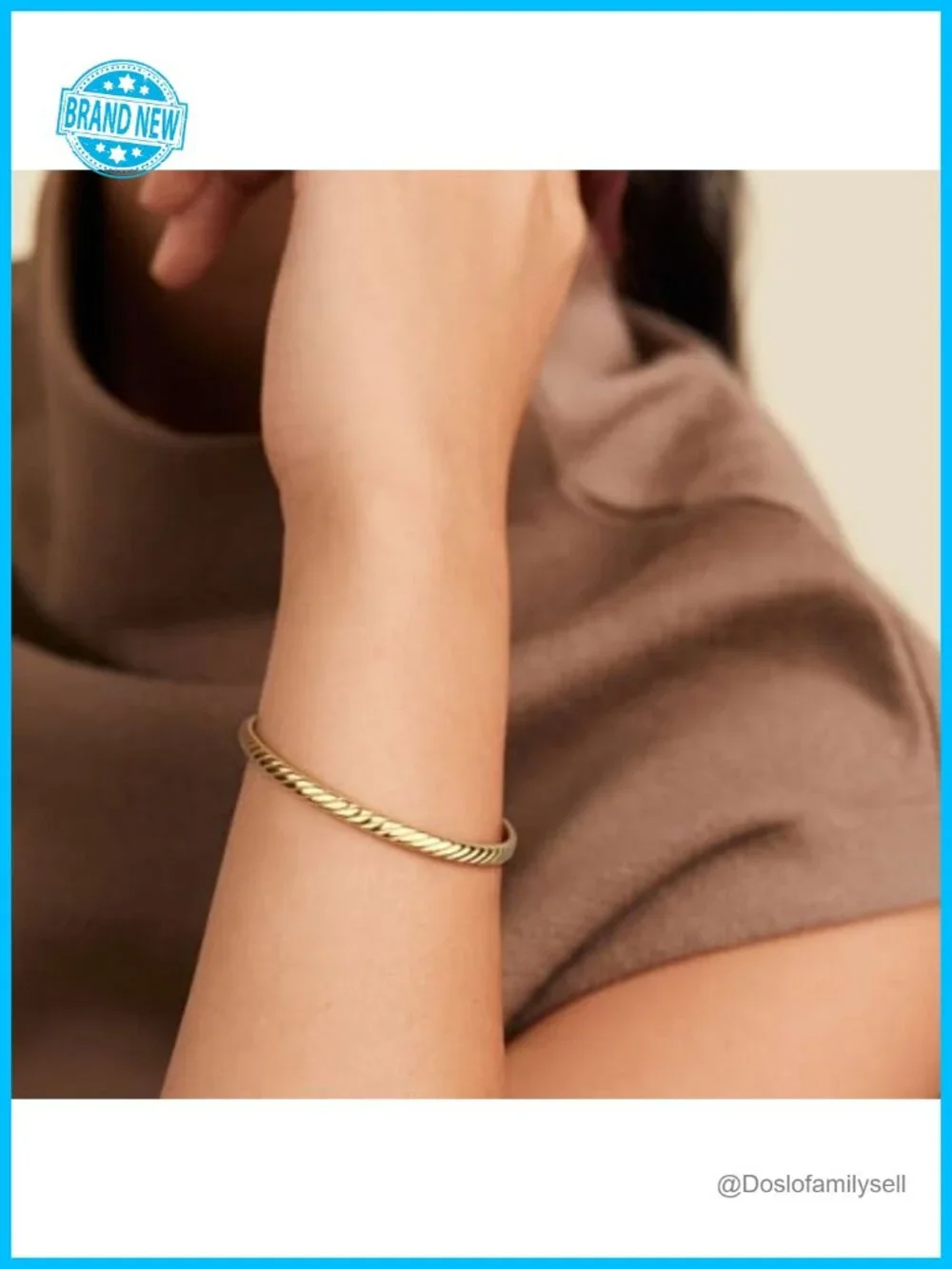 4mm 14K Gold Plated Twisted Bangle Bracelet Stackable Minimalist